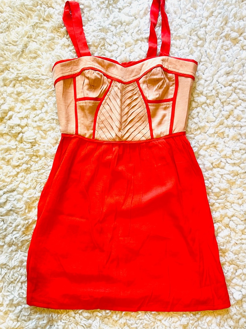 NWOT Red and Blush Bustier Mini Dress